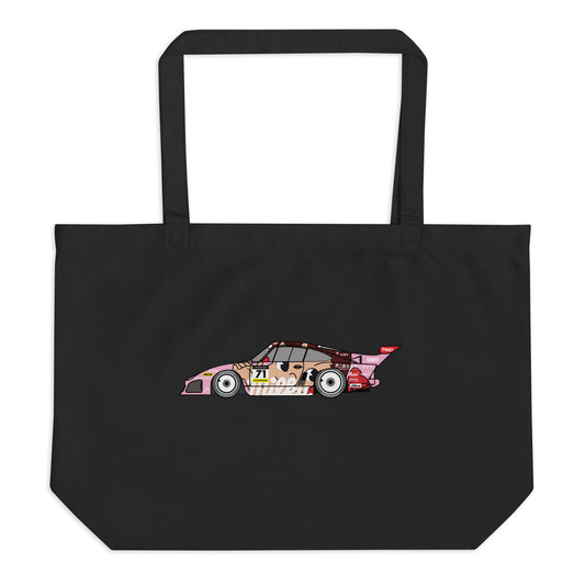 Front view of the FPOTBD 935 K3 Peko full color livery large organic tote bag in Black.