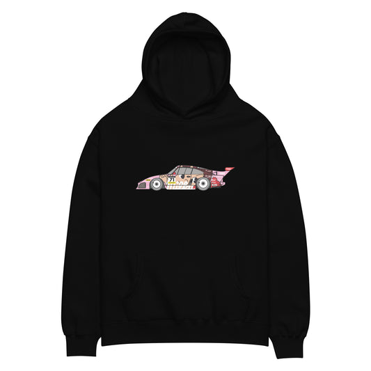 Front view of the FPOTBD 935 K3 Peko full color livery pullover hoodie in Black.