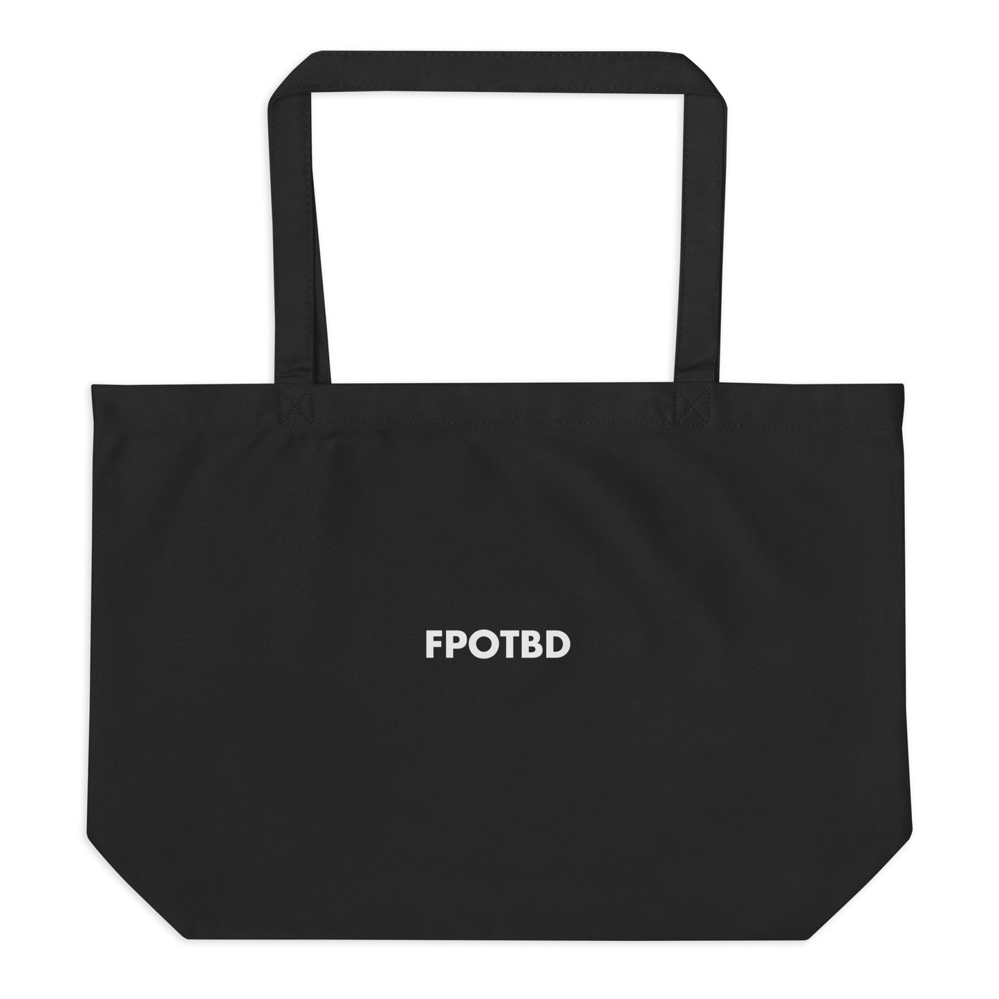 Back view of the FPOTBD 935 K3 Peko White Lines Edition livery large organic tote bag in Black.