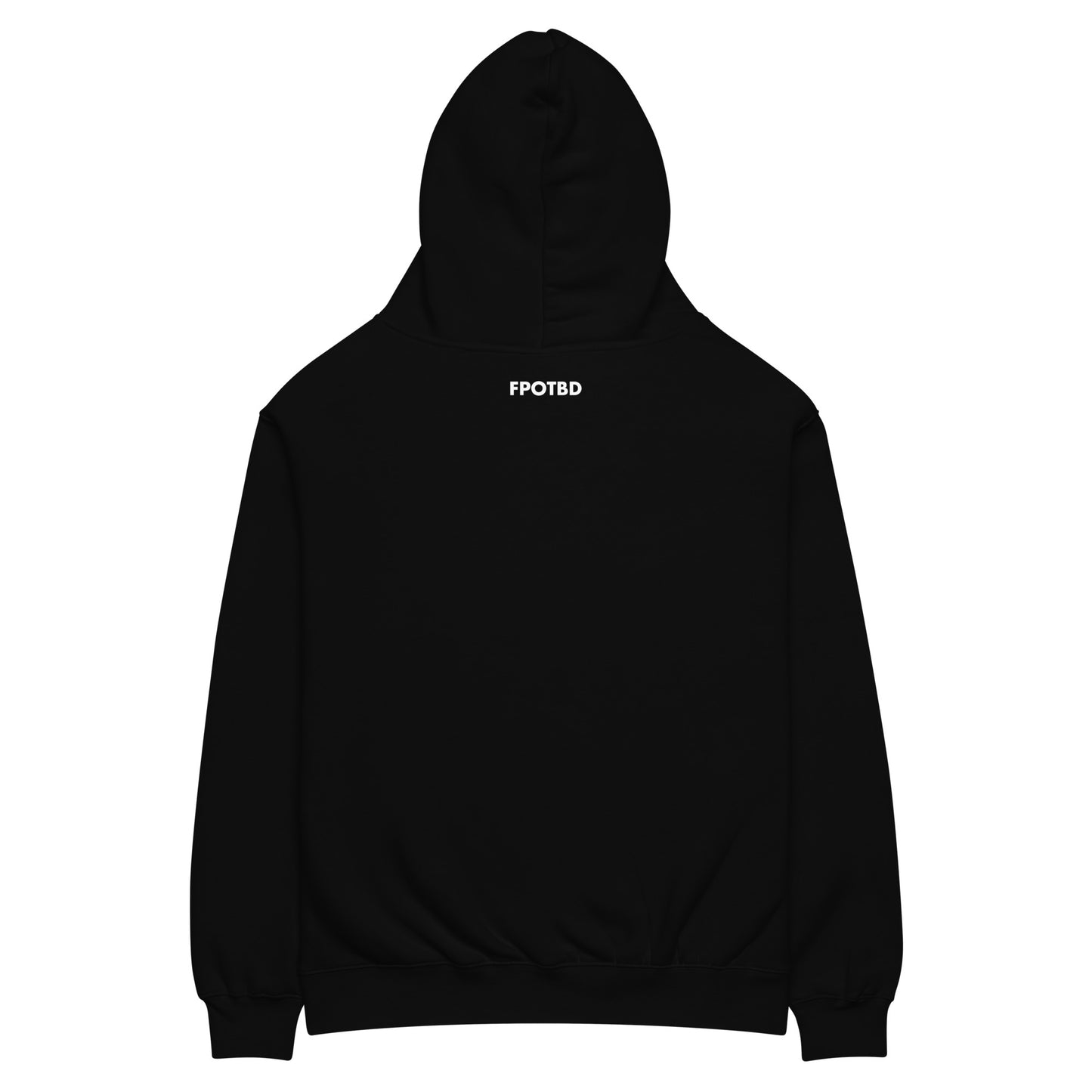 Back view of the FPOTBD 935 K3 Peko White Lines Edition pullover hoodie in Black.