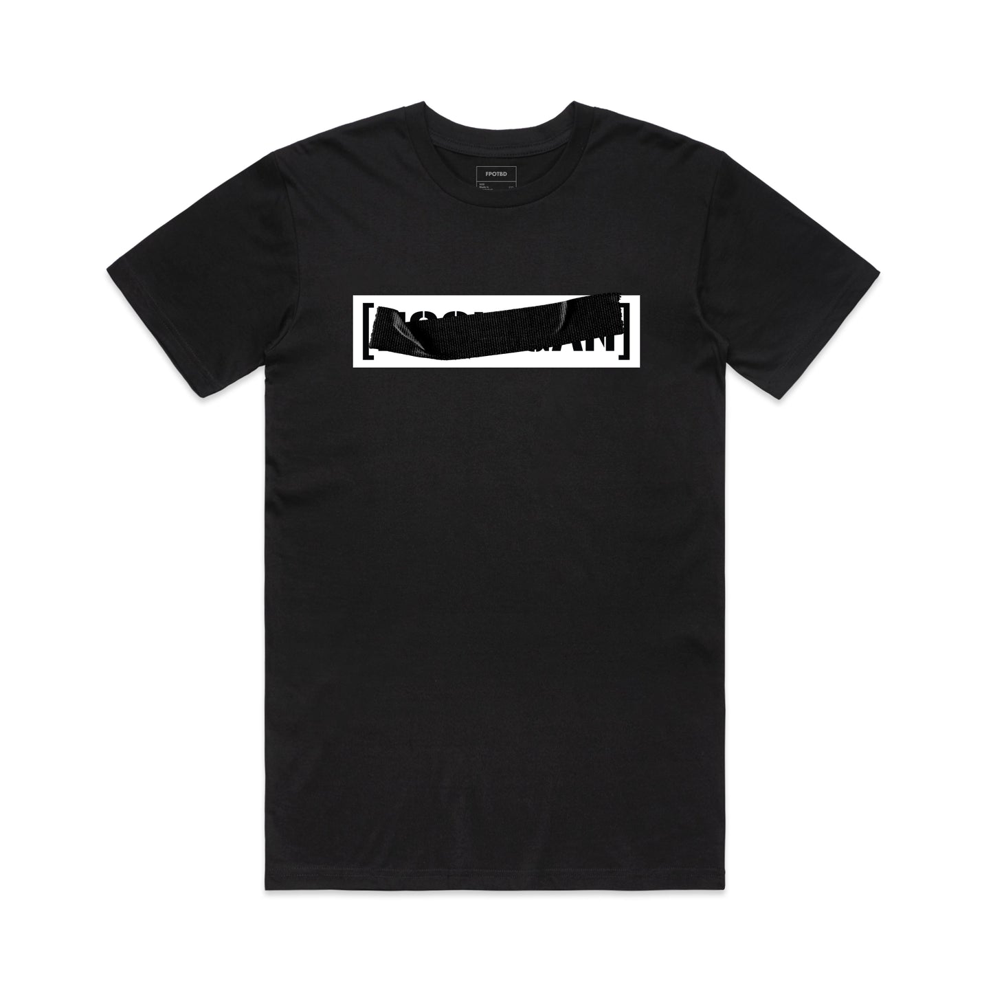 FPOTBD Black unisex crew neck t-shirt with Censored Censor graphic on chest.