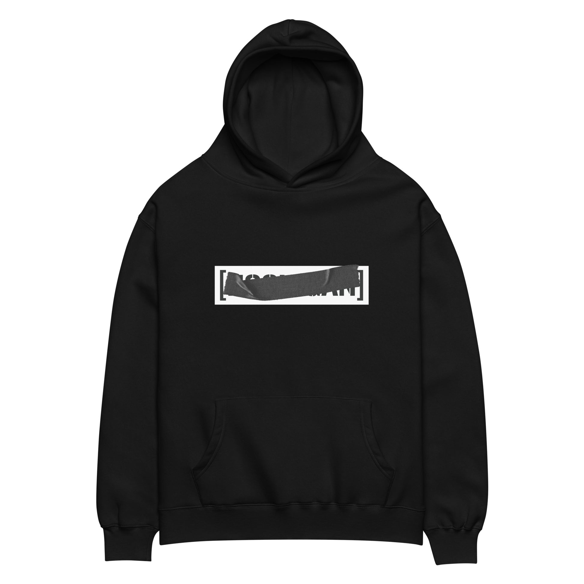 FPOTBD Black oversized pullover hoodie with Censored Censor graphic print on chest.