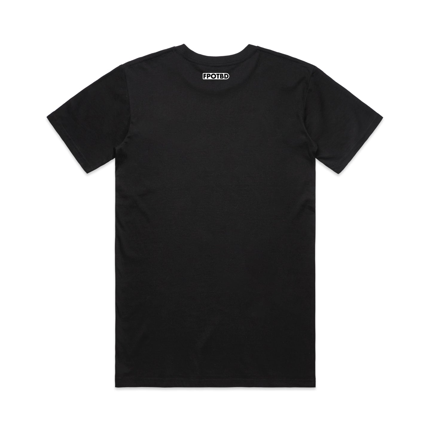 Back view of Black FPOTBD premium cotton t-shirt.