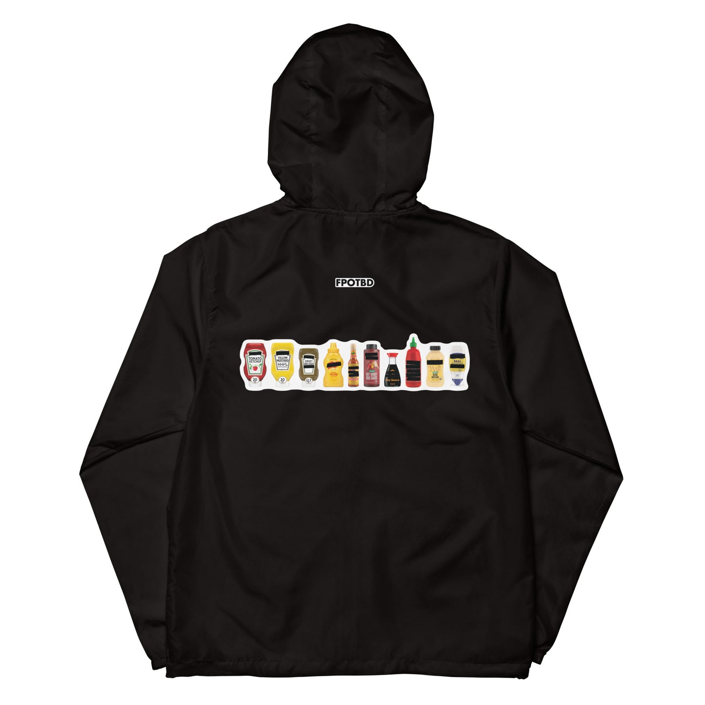 FPOTBD Censored Condiments 2.0 Lighweight Windbreaker Jacket in Black back.
