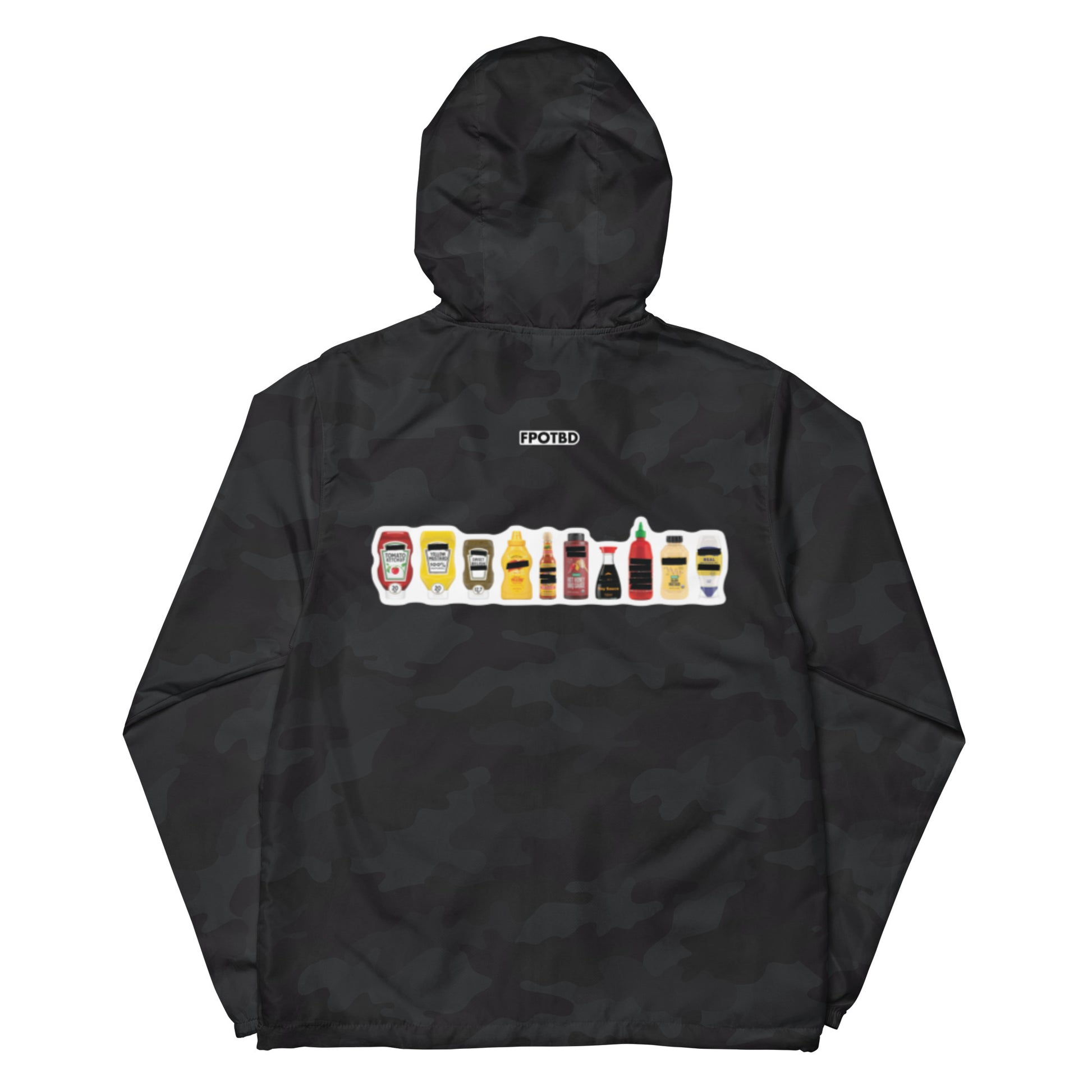 FPOTBD Censored Condiments 2.0 Lighweight Windbreaker Jacket in Black Camo back.
