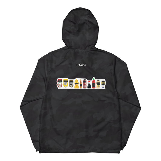 FPOTBD Censored Condiments 2.0 Lighweight Windbreaker Jacket in Black Camo back.