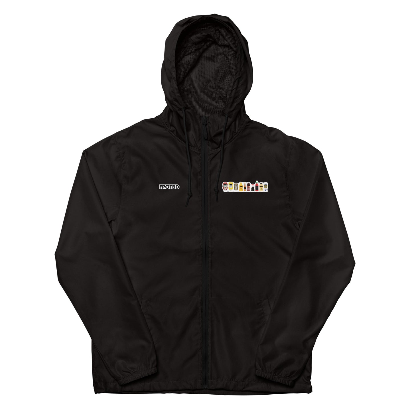 FPOTBD Censored Condiments 2.0 Lighweight Windbreaker Jacket in Black front.