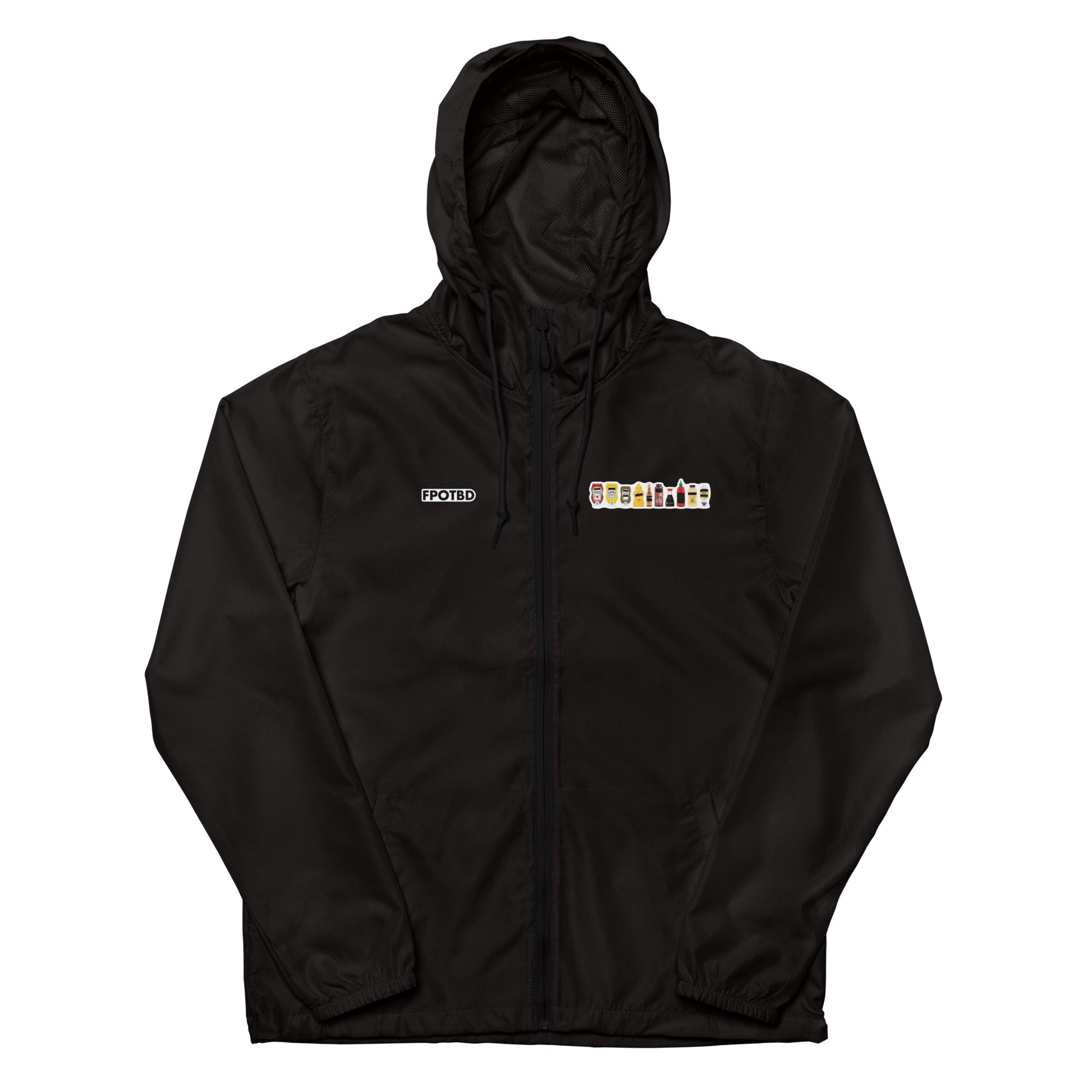 FPOTBD Censored Condiments 2.0 Lighweight Windbreaker Jacket in Black front.