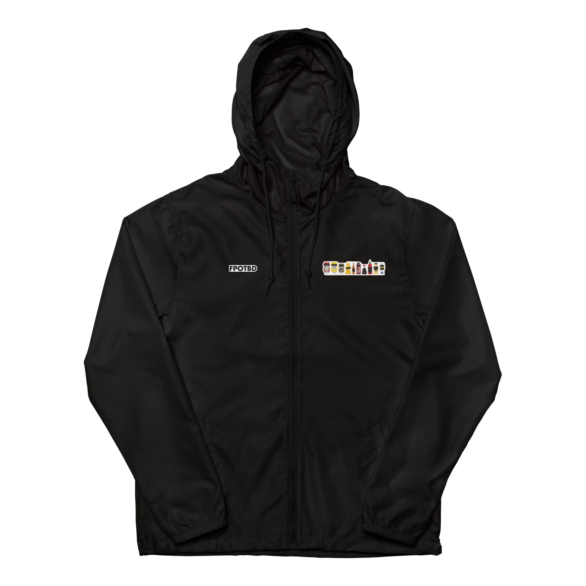 FPOTBD Censored Condiments 2.0 Lighweight Windbreaker Jacket in Black front.