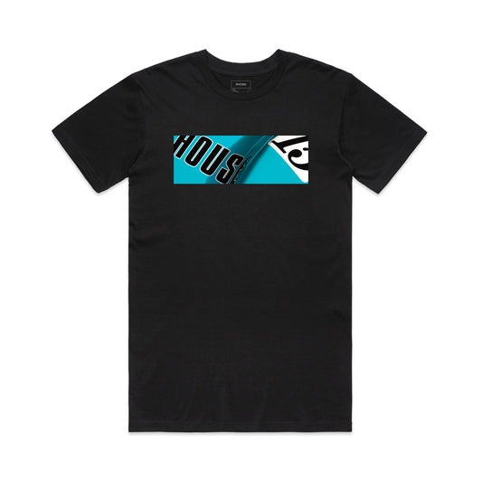 Front view of the FPOTBD House Speed photo short sleeved AS Colour cotton T-Shirt in Black.