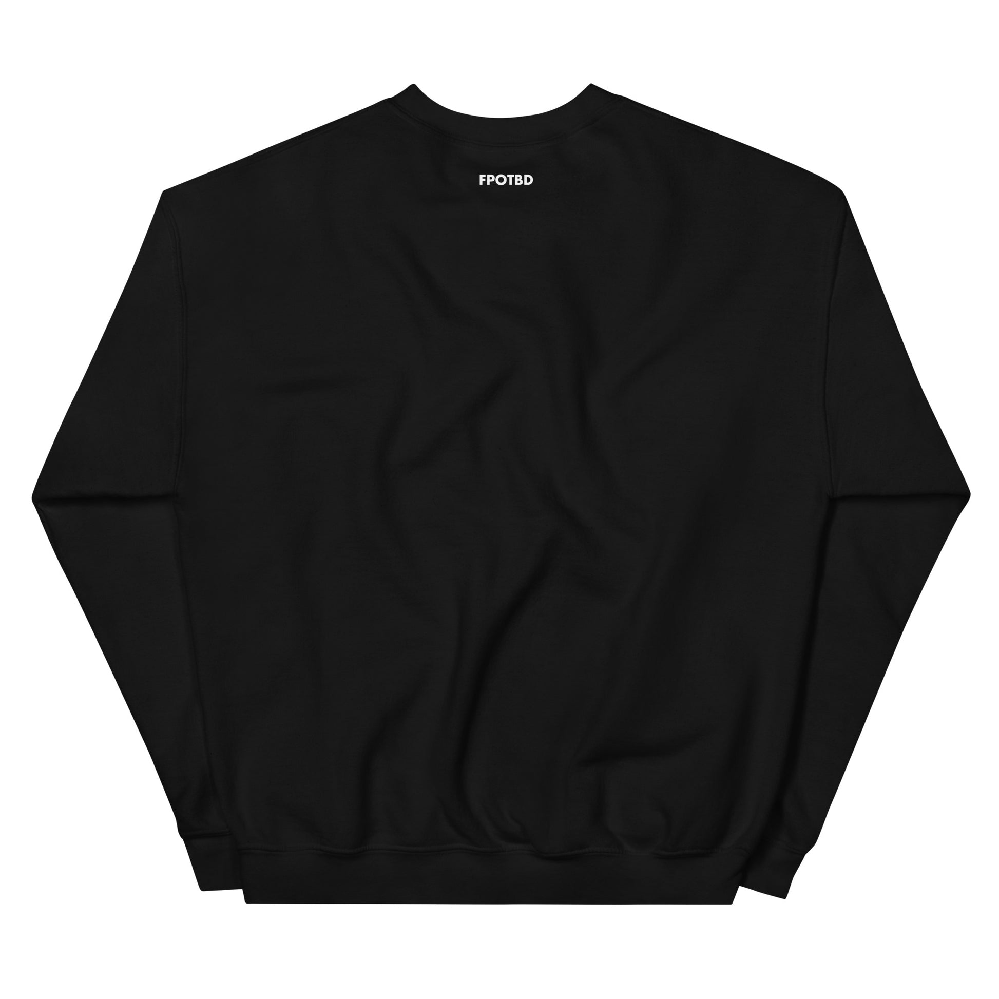 Back view of the FPOTBD Something Japanese crew neck sweatshirt in Black.
