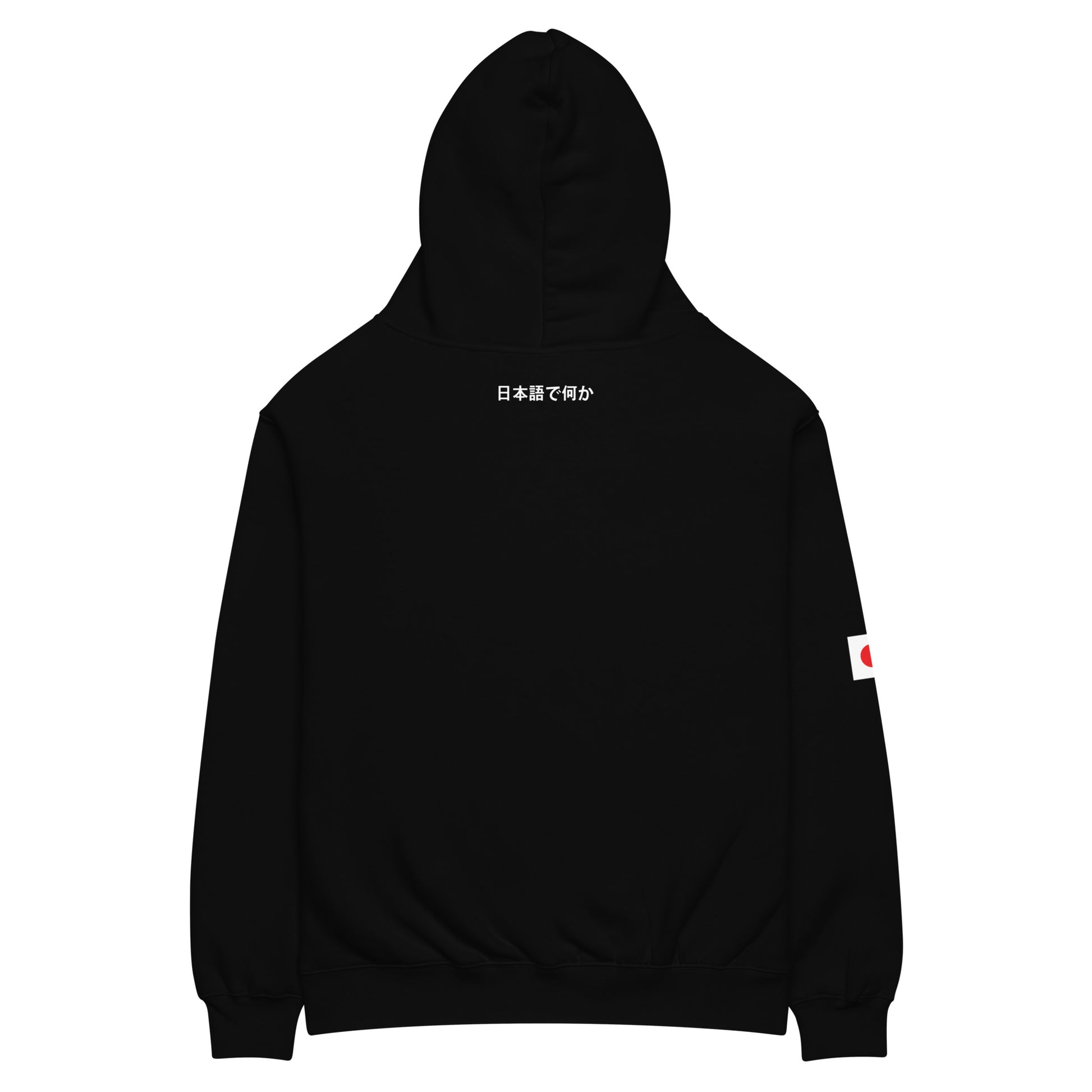 Back view of the FPOTBD Something Japanese pullover hoodie in Black.