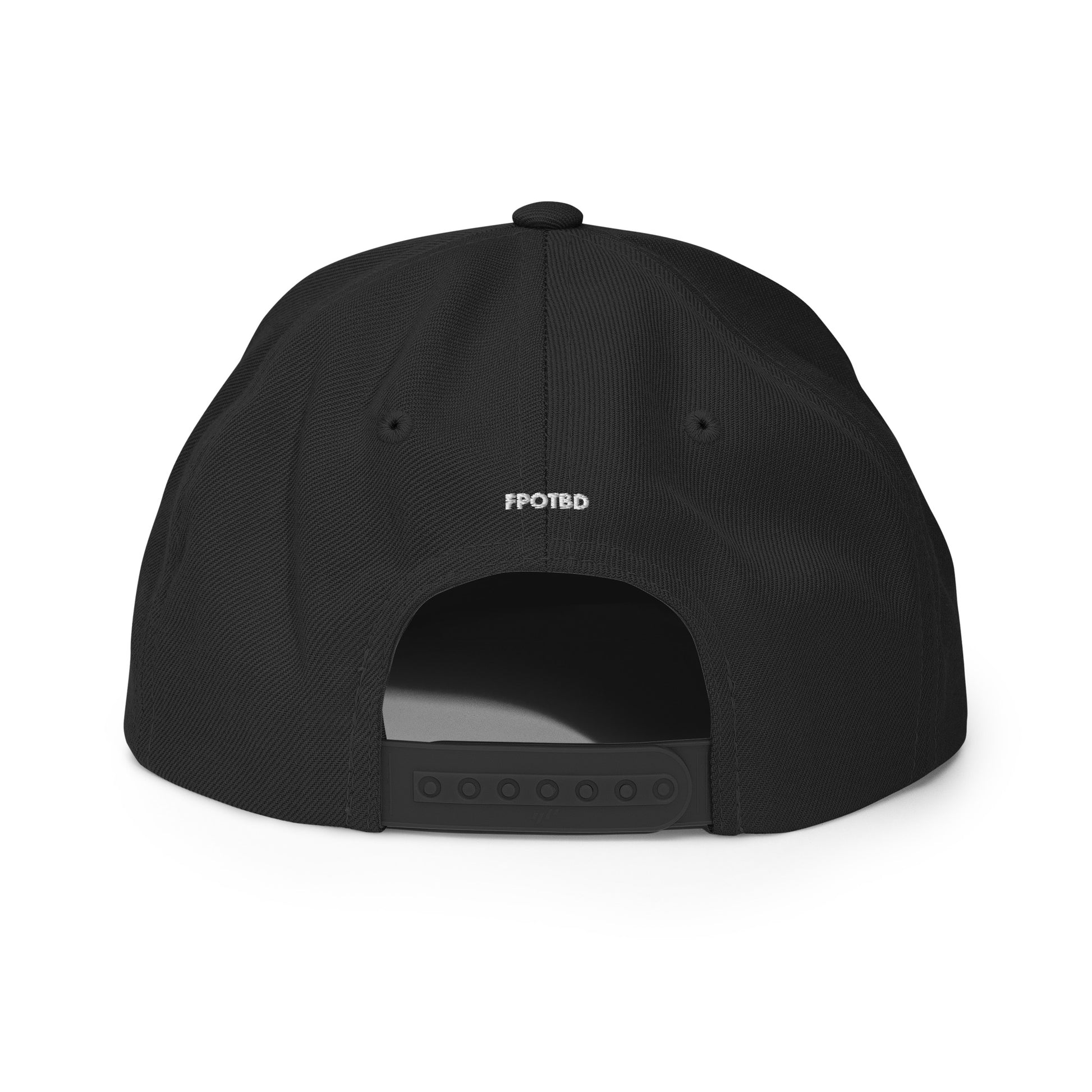 Back view of the FPOTBD Something in Japanese Embroidered Logo Snapback Hat in Black.